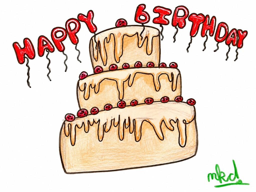 Happy Birthday Cake — original colored pencil artwork by McKenzie